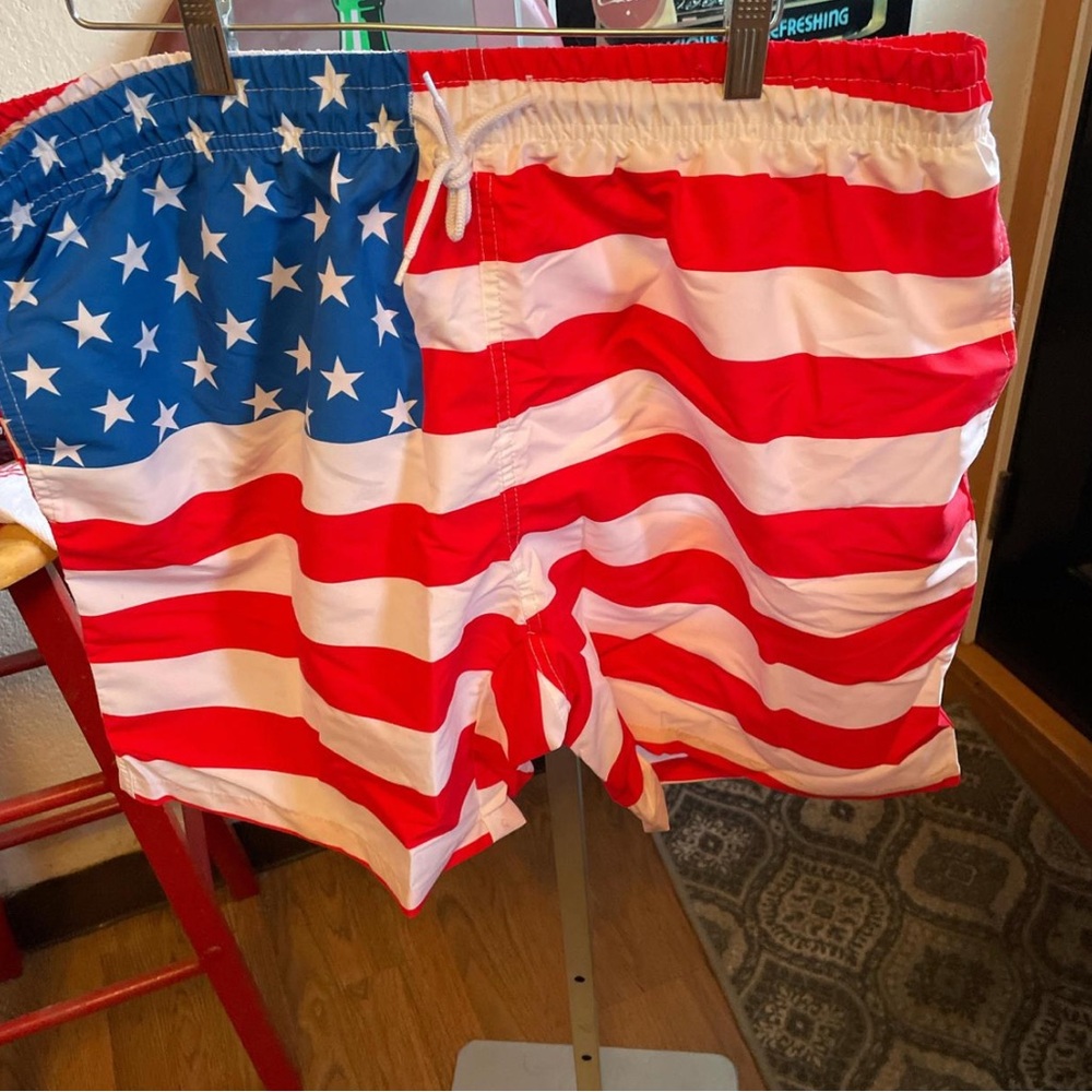 New SHEIN  Red, White, and Blue Men's Swim Trunks Size XXL